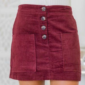 Maroon corduroy mini skirt